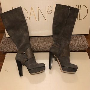 Joan and David, size 7 dark grey suede platform boots